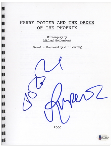 J.K. Rowling & Rupert Grint Signed Screenplay for ''Harry Potter and the Order of the Phoenix'' -- With Beckett COA